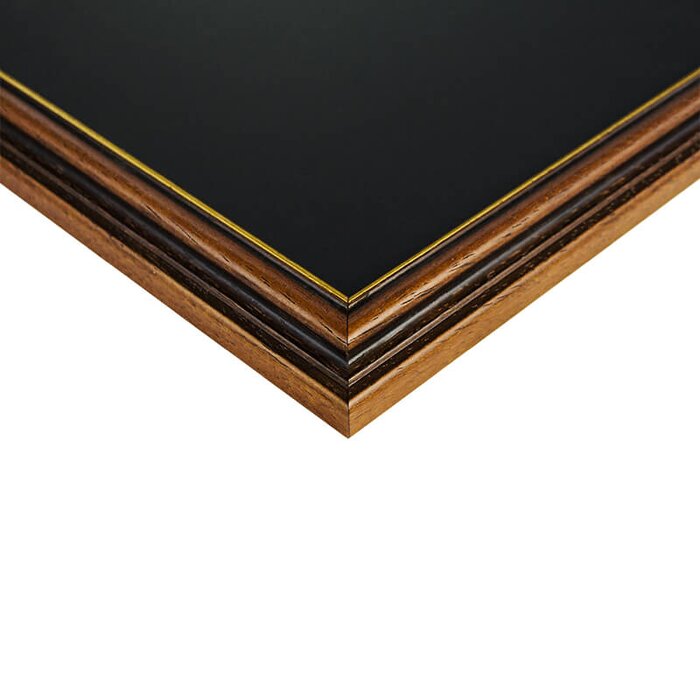 Kreidetafel mit Holzrahmen braun mit Goldstrhne, 60 x 42 cm