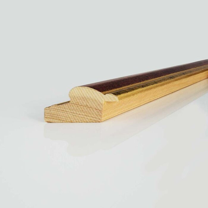 Kreidetafel A3 mit Holzrahmen rotbraun mit zwei Goldstreifen, 42 x 30 cm